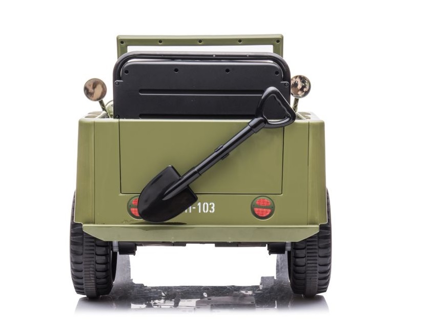 Masinuta electrica pentru copii Olive Green, tractiune integrala 4x4, motor 4x45W, baterie de 12V7Ah, cu telecomanda de 2.4G, sistem audio integrat USB si Bluetooth, faruri luminoase, Roti EVA, viteza 3.5-4 kmh - 5