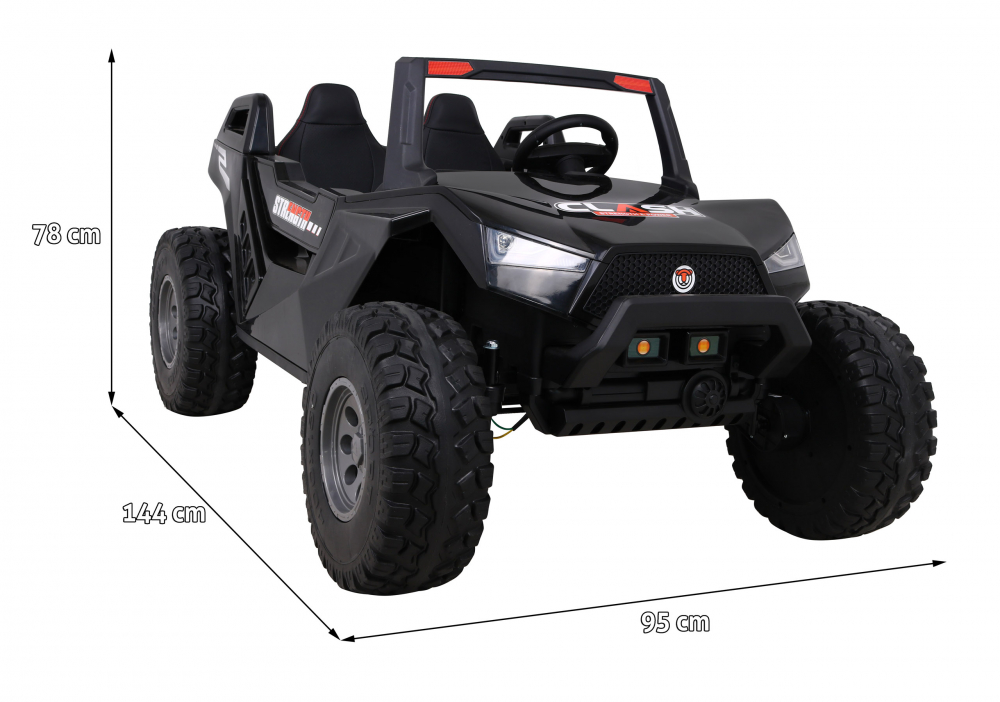Masinuta electrica pentru copii Buggy Clash 4x4 Black, 4 motoare de 45W, 2 baterii de 12V7Ah, Telecomanda 2,4 GHz, roti EVA cu suspensii, sistem audio complet MP3, USB, Bluetooth, Radio FM - 4