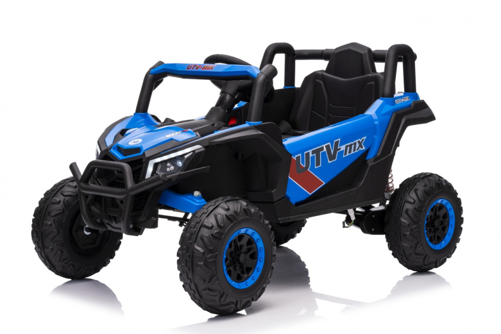 Masinuta electrica pentru copii Buggy Madman UTV-MX Blue, 4 motoare 35W, baterie 12V10Ah, telecomanda 2.4 GHz, roti spuma EVA 24x10 cm, sarcina maxima 30 kg, scaun piele ecologica, deschidere usi, MP3, USB, Bluetooth - 1