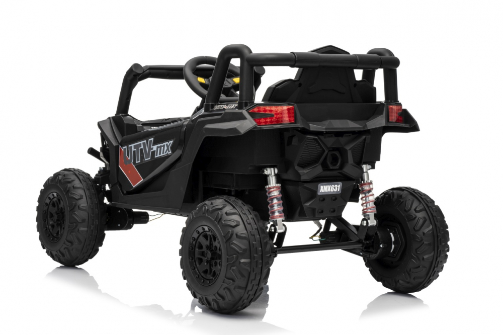 Masinuta electrica pentru copii Buggy Madman UTV-MX Black, 4 motoare 35W, baterie 12V10Ah, telecomanda 2.4 GHz, roti spuma EVA 24x10 cm, sarcina maxima 30 kg, scaun piele ecologica, deschidere usi, MP3, USB, Bluetooth - 3