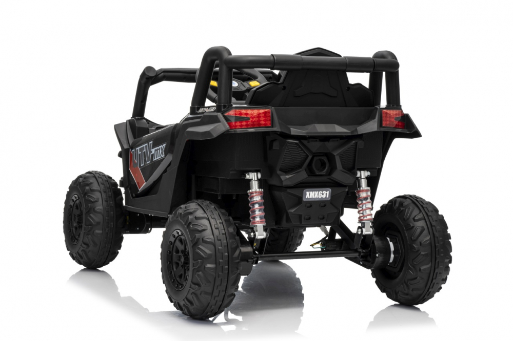 Masinuta electrica pentru copii Buggy Madman UTV-MX Black, 4 motoare 35W, baterie 12V10Ah, telecomanda 2.4 GHz, roti spuma EVA 24x10 cm, sarcina maxima 30 kg, scaun piele ecologica, deschidere usi, MP3, USB, Bluetooth - 4