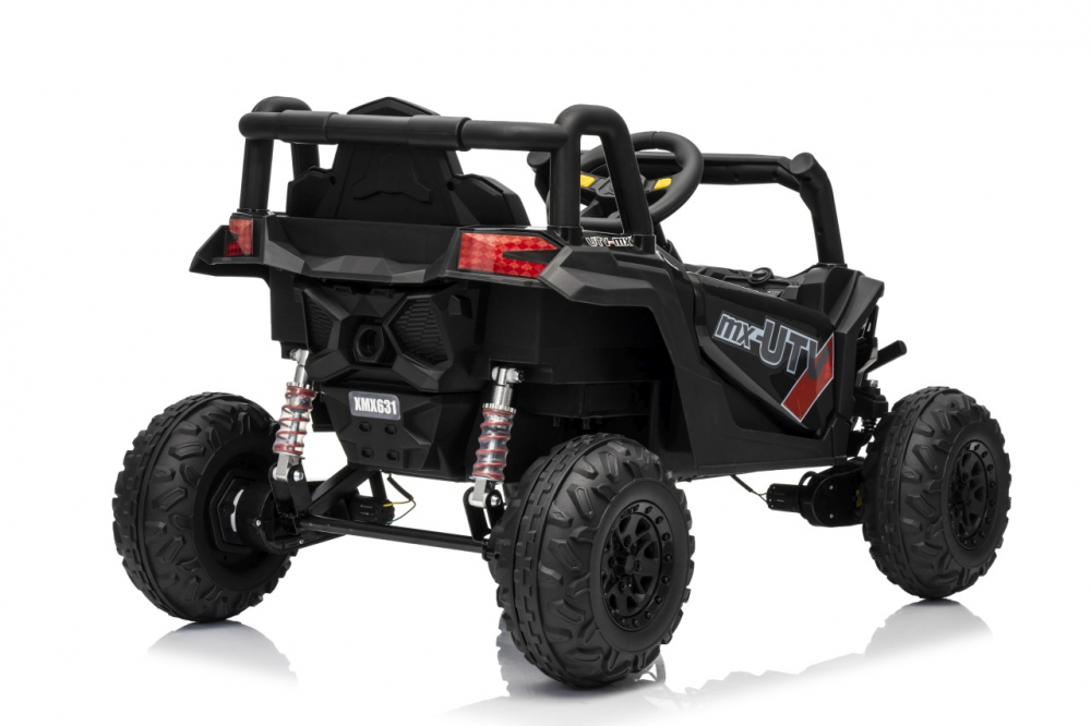 Masinuta electrica pentru copii Buggy Madman UTV-MX Black, 4 motoare 35W, baterie 12V10Ah, telecomanda 2.4 GHz, roti spuma EVA 24x10 cm, sarcina maxima 30 kg, scaun piele ecologica, deschidere usi, MP3, USB, Bluetooth - 6