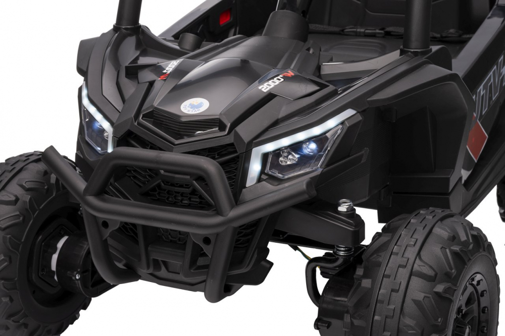 Masinuta electrica pentru copii Buggy Madman UTV-MX Black, 4 motoare 35W, baterie 12V10Ah, telecomanda 2.4 GHz, roti spuma EVA 24x10 cm, sarcina maxima 30 kg, scaun piele ecologica, deschidere usi, MP3, USB, Bluetooth - 7