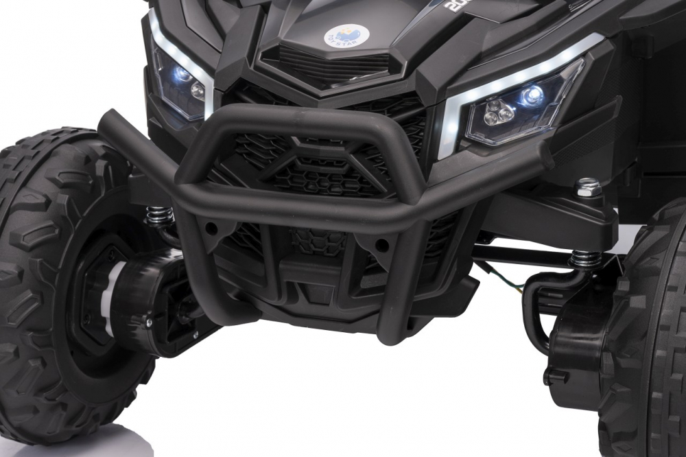 Masinuta electrica pentru copii Buggy Madman UTV-MX Black, 4 motoare 35W, baterie 12V10Ah, telecomanda 2.4 GHz, roti spuma EVA 24x10 cm, sarcina maxima 30 kg, scaun piele ecologica, deschidere usi, MP3, USB, Bluetooth - 8