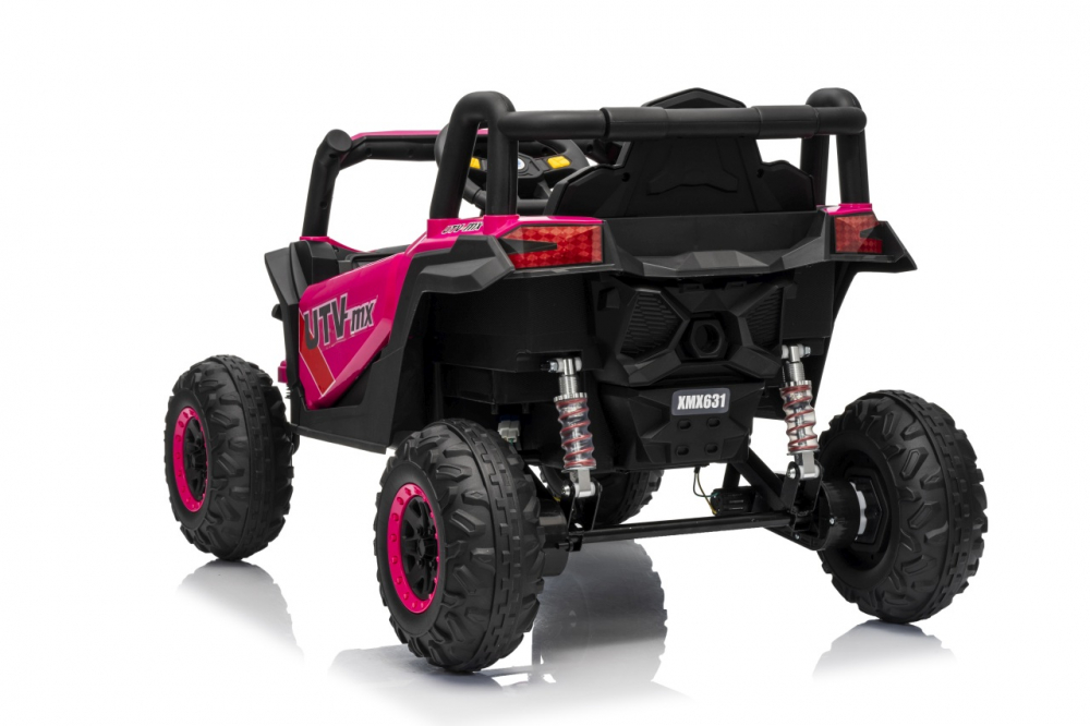 Masinuta electrica pentru copii Buggy Madman UTV-MX Pink, 4 motoare 35W, baterie 12V10Ah, telecomanda 2.4 GHz, roti spuma EVA 24x10 cm, sarcina maxima 30 kg, scaun piele ecologica, deschidere usi, MP3, USB, Bluetooth - 3