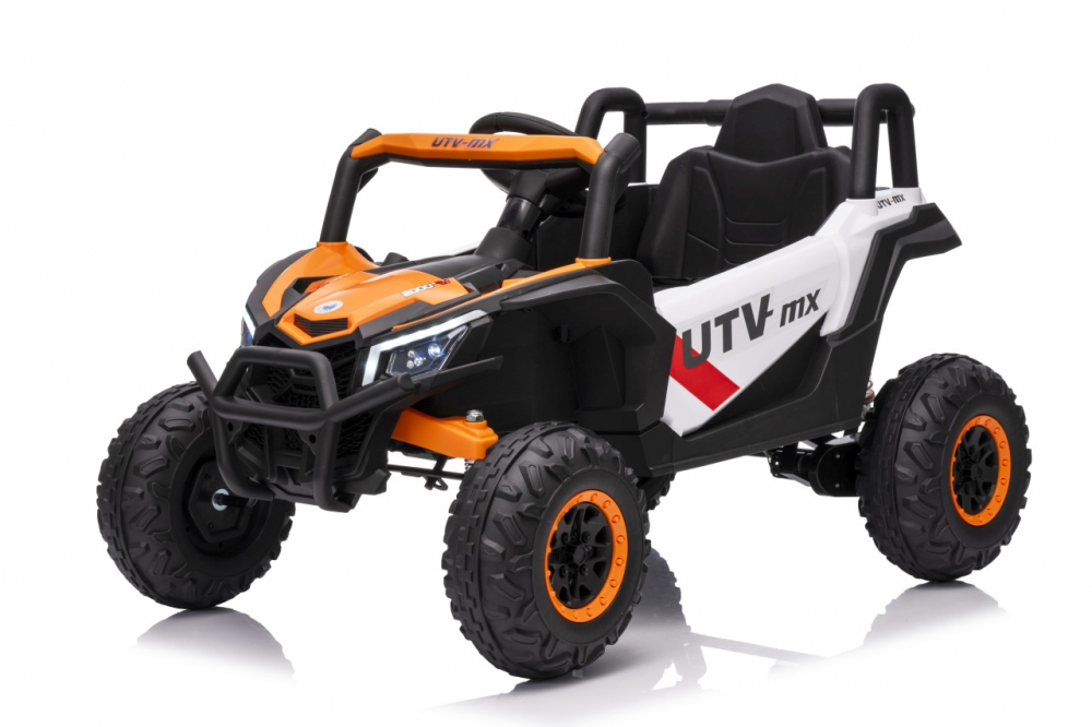Masinuta electrica pentru copii Buggy Madman UTV-MX White, 4 motoare 35W, baterie 12V10Ah, telecomanda 2.4 GHz, roti spuma EVA 24x10 cm, sarcina maxima 30 kg, scaun piele ecologica, deschidere usi, MP3, USB, Bluetooth - 3