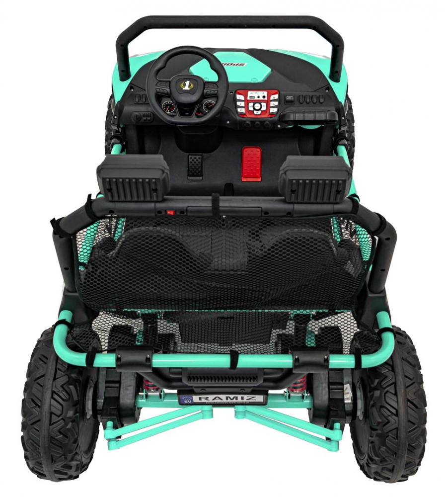 UTV electric pentru 2 copii Faster 4x4, cu 2 motoare 150W, baterie 24V10Ah, telecomanda 2.4 GHz, roti din spuma EVA, suspensii, pornire la buton, lumini LED frontale, cu MP3, USB, Radio, Bluetooth, pana la 59 kg