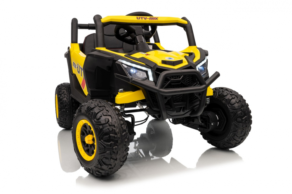 Masinuta electrica pentru copii Buggy Madman UTV-MX Yellow, 4 motoare 35W, baterie 12V10Ah, telecomanda 2.4 GHz, roti spuma EVA 24x10 cm, sarcina maxima 30 kg, scaun piele ecologica, deschidere usi, MP3, USB, Bluetooth - 7