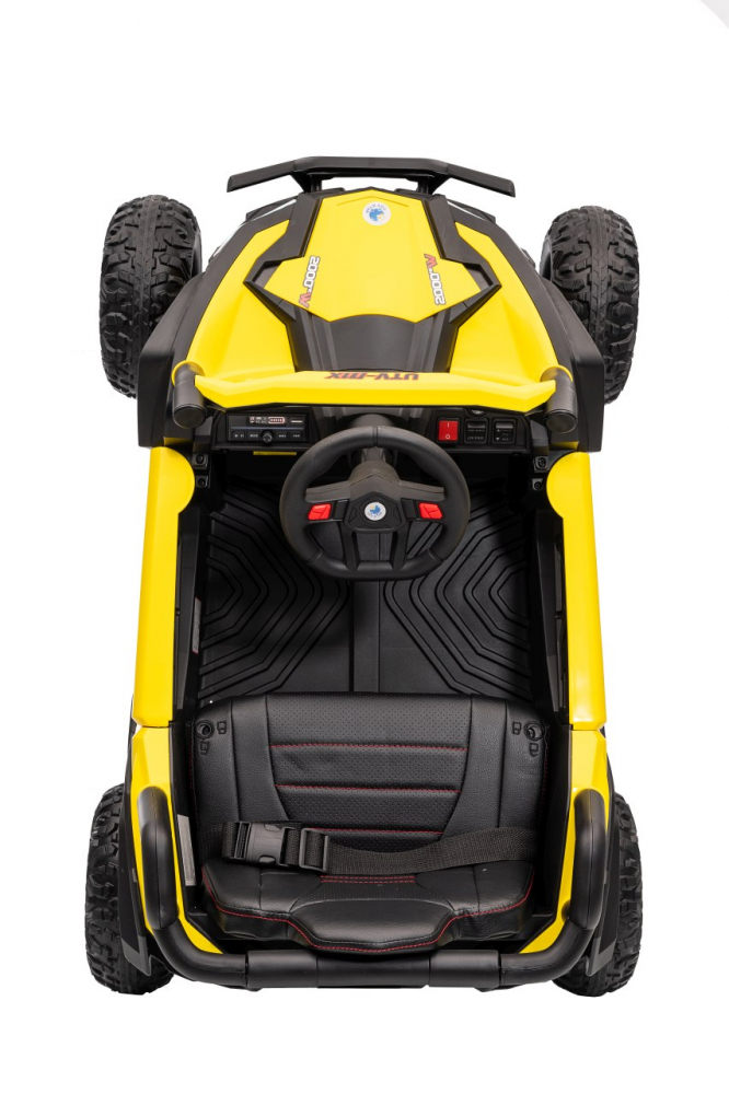 Masinuta electrica pentru copii Buggy Madman UTV-MX Yellow, 4 motoare 35W, baterie 12V10Ah, telecomanda 2.4 GHz, roti spuma EVA 24x10 cm, sarcina maxima 30 kg, scaun piele ecologica, deschidere usi, MP3, USB, Bluetooth - 8