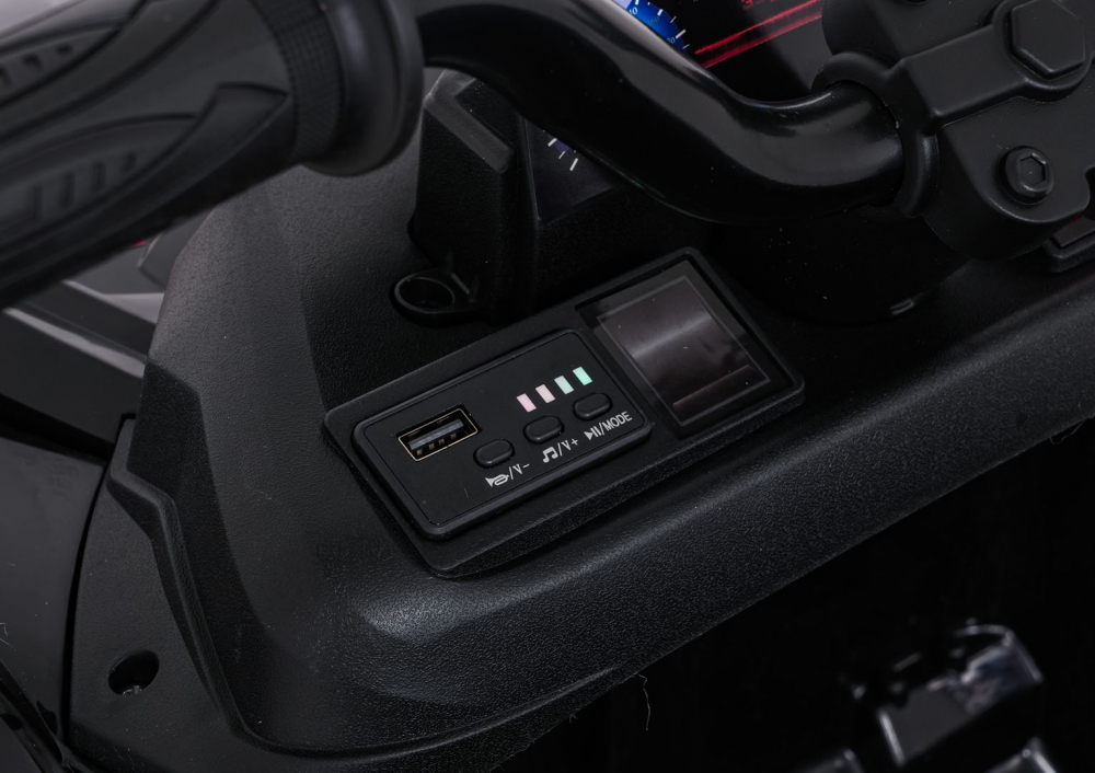 ATV electric pentru copii Quad Sport TX ATV, cu Portbagaj, 4 motoare de 35W, 2 baterii de 12V7Ah, telecomanda 2.4 GHz, suspensii, pornire lenta, panou audio dotat cu MP3, Bluetooth, USB, Lumini LED frontale - 2