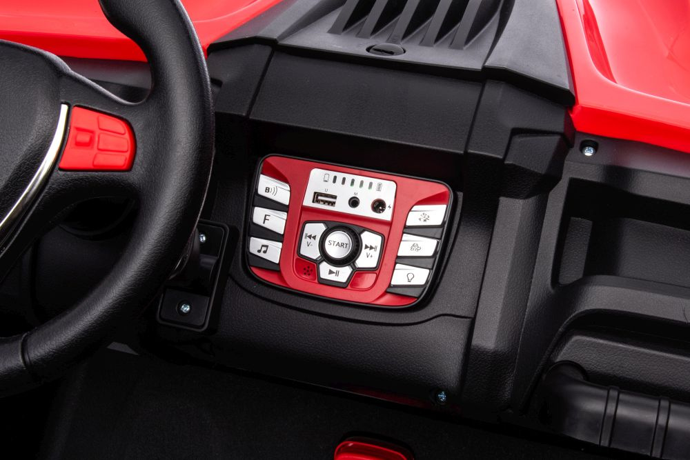 Masinuta electrica pentru copii 4x4 S618 Red, cu telecomanda 2.4G, 4 motoare de 45W fiecare, baterie de 24V7Ah, viteza maxima 2.5-7kmh, echipata cu Radio FM, port USB, Bluetooth - 8