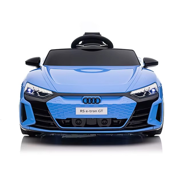 Masinuta electrica pentru copii cu licenta Audi RS E-Tron GT Blue,Scaun piele,Roti EVA, Acumulator 12V 4,5Ah,Incarcator inclus,Centura de siguranta,Lumini LED,Functie Slow Start,Afisaj cu indicator baterie,Usi cu deschidere