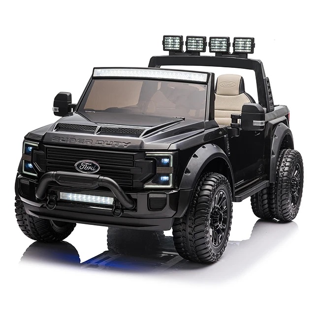 Masinuta electrica pentru copii cu licenta Ford Super Duty F450 Black,Telecomanda 2,4G,2 Motoare x 75w,Acumulator 12V6Ah,Lumini LED,Roti rezistente,Oglinzi retrovizoare,Slow Start - 1