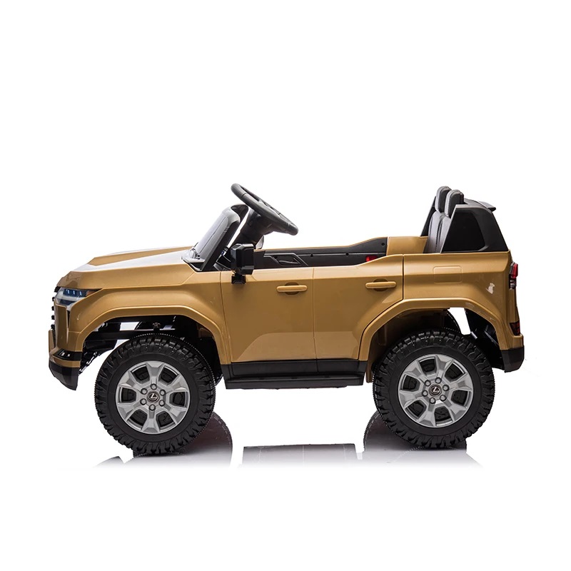 Masinuta electrica pentru copii cu licenta Lexus GX550 Champagne 4x4 cu telecomanda 2.4G,Acumulator 24V7Ah,Roti EVA,Scaun din piele,4 Motoare x 55W,Oglinzi retrovizoare,Lumini LED,Afisaj baterie,Centura de siguranta