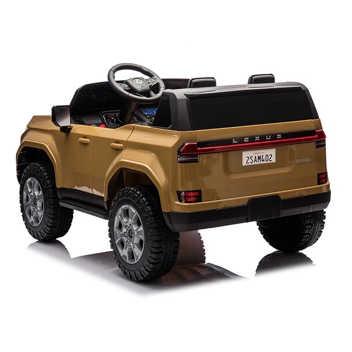 Masinuta electrica pentru copii cu licenta Lexus GX550 Champagne 4x4 cu telecomanda 2.4G,Acumulator 24V7Ah,Roti EVA,Scaun din piele,4 Motoare x 55W,Oglinzi retrovizoare,Lumini LED,Afisaj baterie,Centura de siguranta - 1