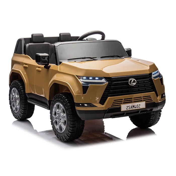 Masinuta electrica pentru copii cu licenta Lexus GX550 Champagne 4x4 cu telecomanda 2.4G,Acumulator 24V7Ah,Roti EVA,Scaun din piele,4 Motoare x 55W,Oglinzi retrovizoare,Lumini LED,Afisaj baterie,Centura de siguranta - 3