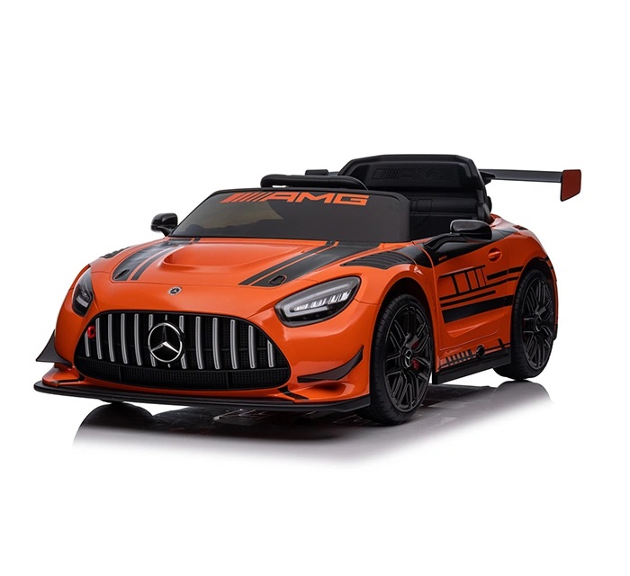 Masinuta electrica pentru copii cu licenta Mercedes Benz AMG Orange cu echipare Premium,Telecomanda cu 3 viteze,Roti EVA,Scaun din piele,2motoare x 35w,Usi cu deschidere,Bluetooth,Indicator baterie,Eleron,Sistem troller