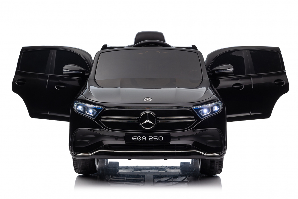 Masinuta electrica pentru copii cu licenta Mercedes Benz EQA 4x4 Black,Echipare Premium,Telecomanda 2,4G,Roti EVA,Scaun din piele,4 motoare,Faruri si stopuri cu LED,Deschidere usi,Acumulator detasabil 12V,Suspensii,Bluetooth - 2