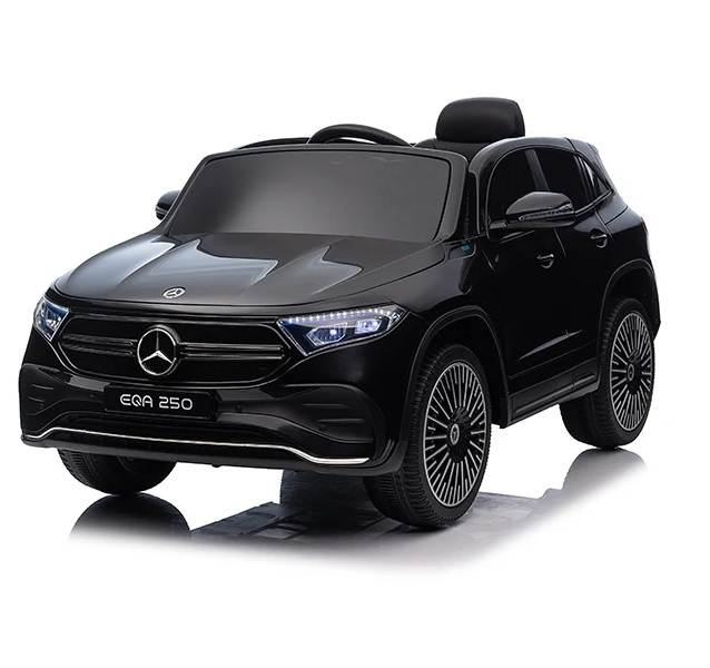 Masinuta electrica pentru copii cu licenta Mercedes Benz EQA 4x4 Black,Telecomanda 2,4G,Roti EVA,Scaun din piele,4 motoare x 25w,Faruri si stopuri cu lumini LED,Deschidere usi,Acumulator 12V