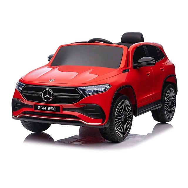 Masinuta electrica pentru copii cu licenta Mercedes Benz EQA 4x4 Red,Telecomanda 2,4G,Roti EVA,Scaun din piele,4 motoare x 25w,Faruri si stopuri cu lumini LED,Deschidere usi,Acumulator 12V