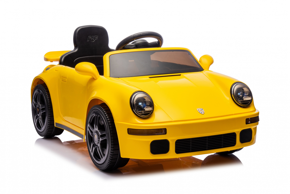 Masinuta electrica pentru copii cu licenta Porsche RUF CTR Galben Echipare Premium,Telecomanda 2,4G,2 motoarex45w,Roti EVA,Scaun din piele,Suspensii,Sistem troller,Bluetooth,Display baterie,Usi cu deschidere,Lumini LED,Muzica - 1