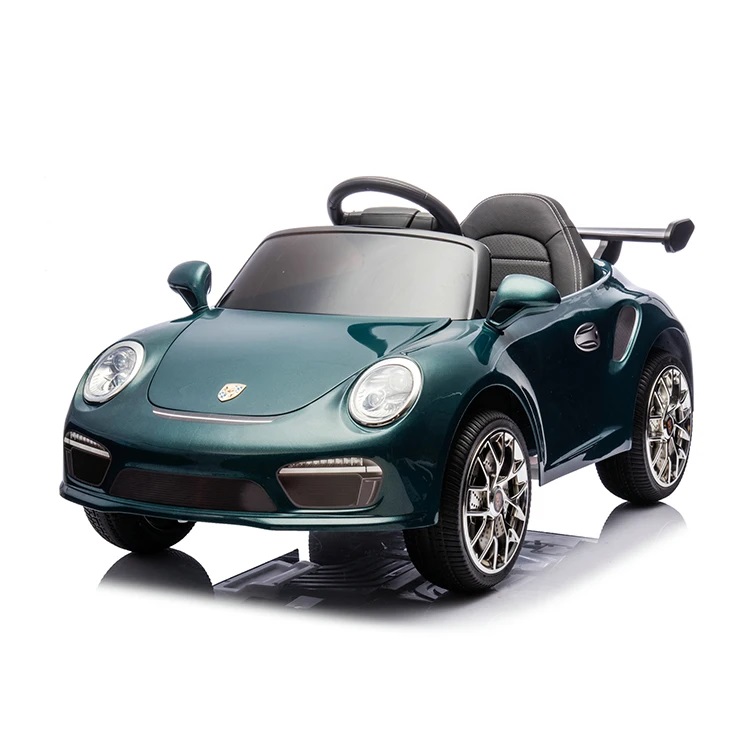 Masinuta electrica pentru copii Porsche RUF CTR3 Dark Green 70w cu licenta,Echipare premium,Roti EVA,Scaun din piele,Oglinzi retrovizoare,Lumini LED,Muzica,BluetoothUSB,Suspensii,Cod QR video asamblare,Afisaj baterie,Eleron