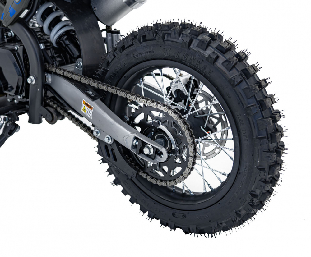 Motocicleta cross pe benzina Immortal Blue, cu ardere interna de 110cm3 racit cu aer si actionat pe lant, pornire e-start, cu cilindru in 4 timpi, frane cu disc hidraulic, suspensii, pana la 60 kmh - 2