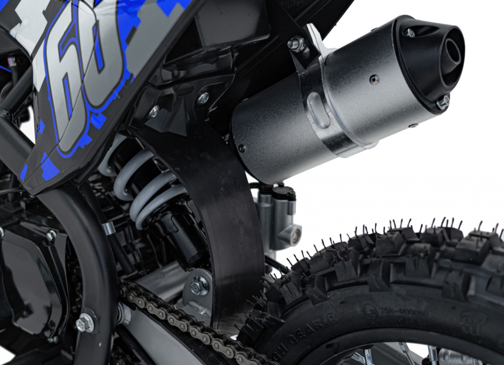 Motocicleta cross pe benzina Immortal Blue, cu ardere interna de 110cm3 racit cu aer si actionat pe lant, pornire e-start, cu cilindru in 4 timpi, frane cu disc hidraulic, suspensii, pana la 60 kmh - 3