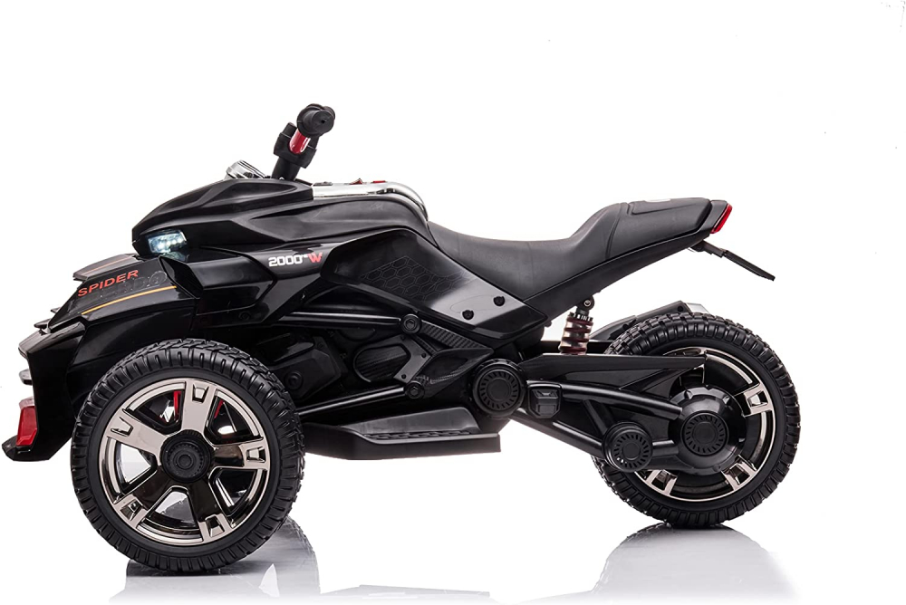 Motocicleta electrica pentru copii Nichiduta Spider Black cu roti EVA,Acumulator 12V, Lumini LED, Pornire la buton,Sezut ergonomic, Manere antiderapante, Display cu afisaj baterie, Greutate admisa 30 kg - 1 | YEO