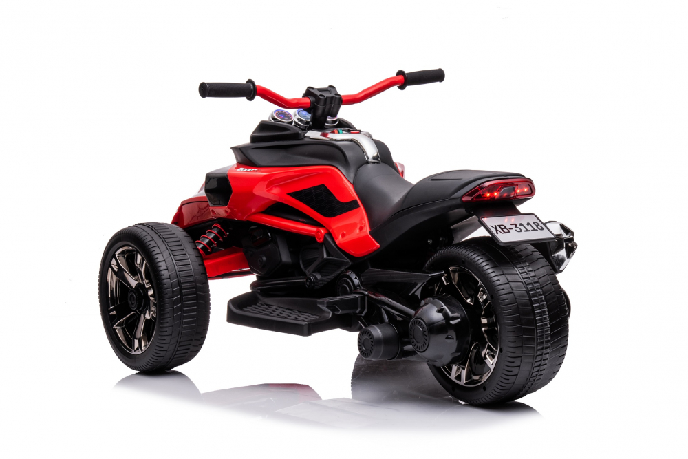 Motocicleta electrica pentru copii Nichiduta Spider Red cu roti EVA,Acumulator 12V, Lumini LED, Pornire la buton,Sezut ergonomic, Manere antiderapante, Display cu afisaj baterie, Greutate admisa 30 kg