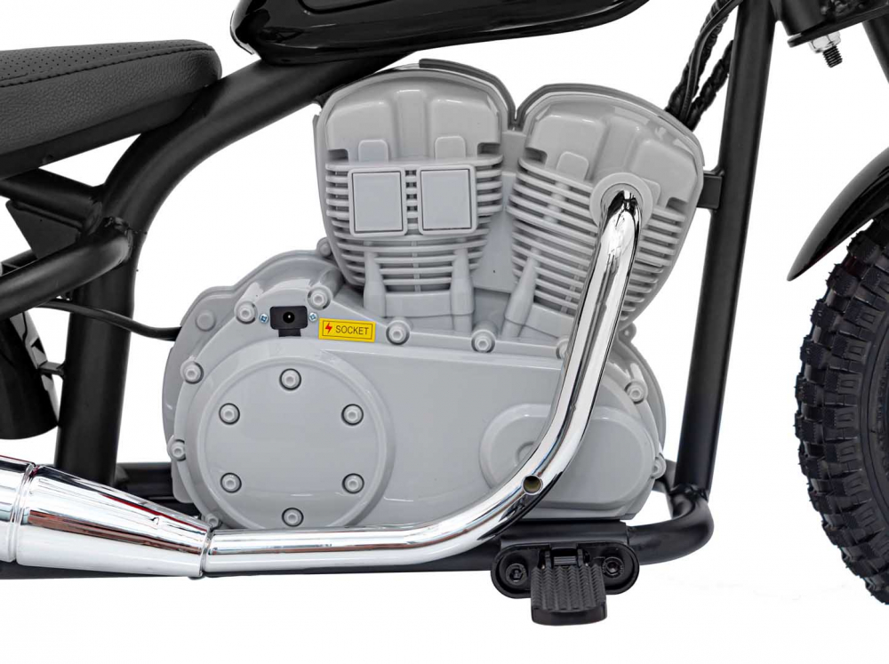 Motocicleta electrica pentru copii Speed Power Black, pornire la cheie, motor 250W, baterie 24V7Ah, roti pneumatice, scaun ergonomic din piele, lumina frontala LED, claxon, muzica preinstalata, pana la 80 kg - 6