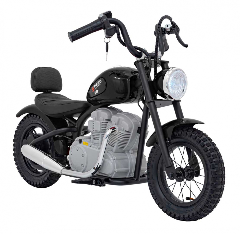 Motocicleta electrica pentru copii Speed Power Black, pornire la cheie, motor 250W, baterie 24V7Ah, roti pneumatice, scaun ergonomic din piele, lumina frontala LED, claxon, muzica preinstalata, pana la 80 kg - 11