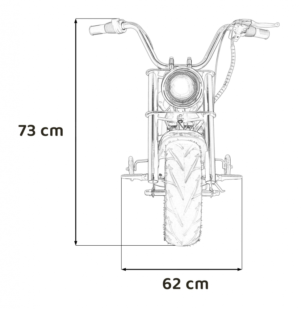 Motocicleta electrica pentru copii Chopper Warrior Black, motor de 350W, cu doua baterii de 18V9Ah, pornire prin buton, cu rotile gonflabile, panou audio integrat cu MP3, USB, lumini LED, sarcina maxima 80 kg - 7