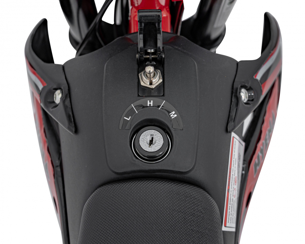Motocicleta electrica pentru copii Renegade 50R Red, motor puternic de 500W, viteza maxima 24 kmh, baterie reincarcabila 36V9Ah, suspensie, transmisia pe lant, anvelope gonflabile - 4