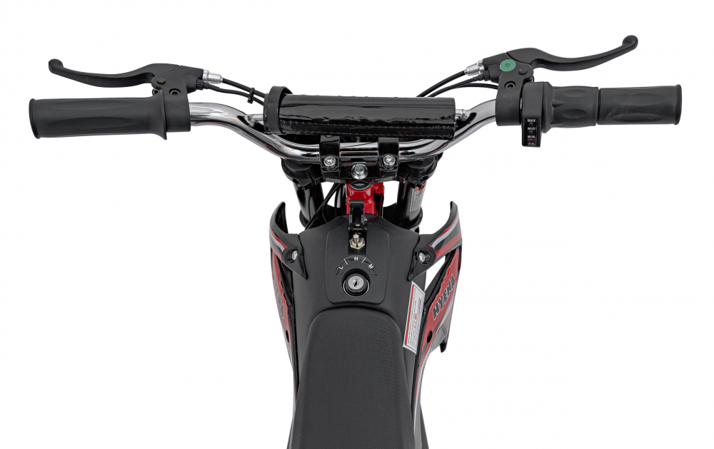 Motocicleta electrica pentru copii Renegade 50R Red, motor puternic de 500W, viteza maxima 24 kmh, baterie reincarcabila 36V9Ah, suspensie, transmisia pe lant, anvelope gonflabile - 6