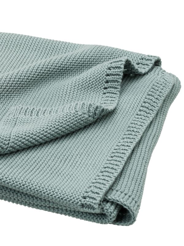 Patura impletita din bumbac organic 80x100 cm verde deschis - 1 | YEO
