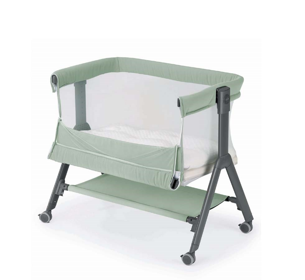 Patut Sempreconte Air Beige, co-sleeper 2 in 1 cu laterala culisanta, setare unghiulara, roti, geanta voiaj, reglabil in 8 pozitii pe inaltime