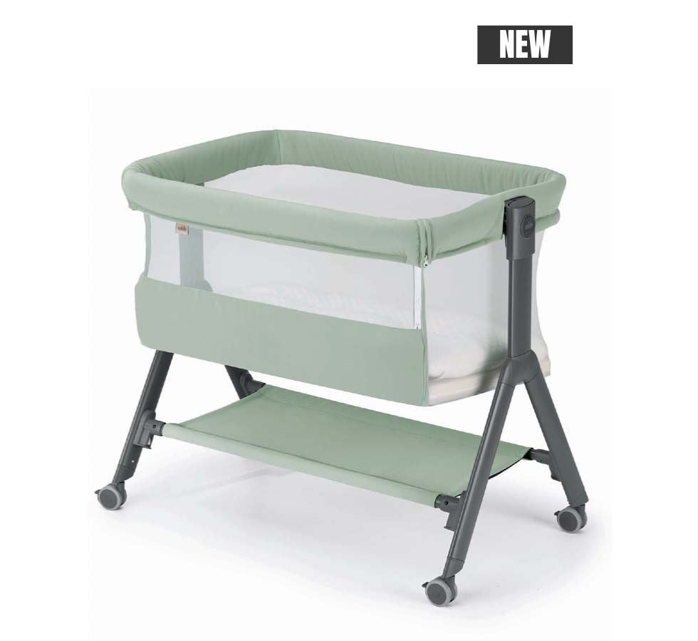 Patut Sempreconte Air Mint, co-sleeper 2 in 1, cu laterala culisanta, setare unghiulara, roti, geanta voiaj, reglabil in 8 pozitii pe inaltime