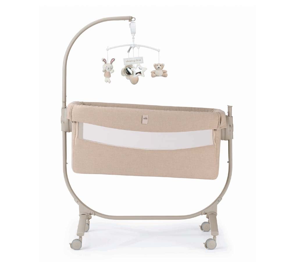 Patut cu leganare Cullami Bej, co-sleeper 2 in 1 cu laterala culisanta, setare unghiulara, roti, reglabil in 8 pozitii pe inaltime - 4