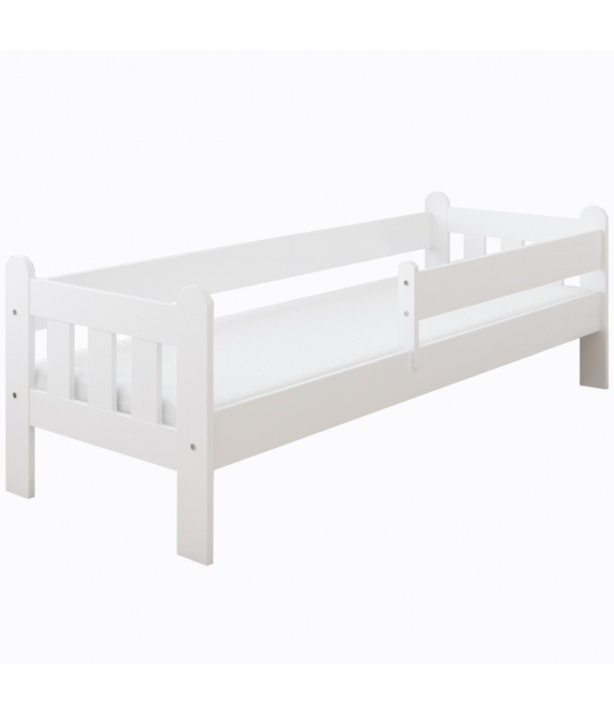 Patut din lemn MDF Nichiduta Stas Alb 140x70 cu laterala de protectie 90 cm inclusa,margini rotunjite,vopsea ecologica pe baza de apa,design modern - 3