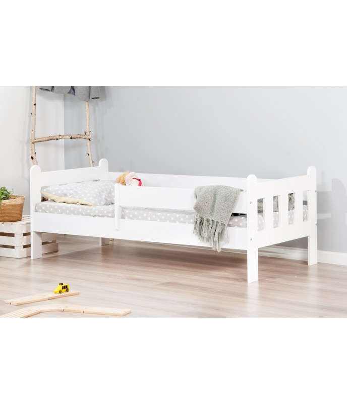 Patut din lemn MDF Nichiduta Stas Alb 140x70 cu laterala de protectie 90 cm inclusa,margini rotunjite,vopsea ecologica pe baza de apa,design modern - 2