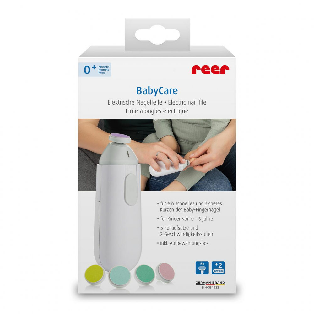 Pila electrica de unghii pentru copii si bebelusi, 5 pile diferite, Reer BabyCare 81100