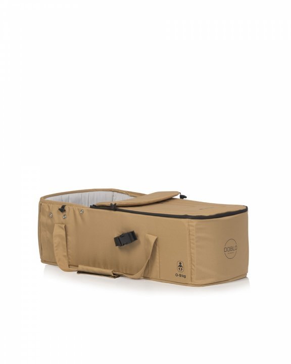 Cosulet port bebe tip landou Euro Cart Doblo CarryMe, cu intaritura, manere pentru transport, cu husa de picioruse si capotina, dimensiune 72 x 30 x 21 cm, Camel - 1