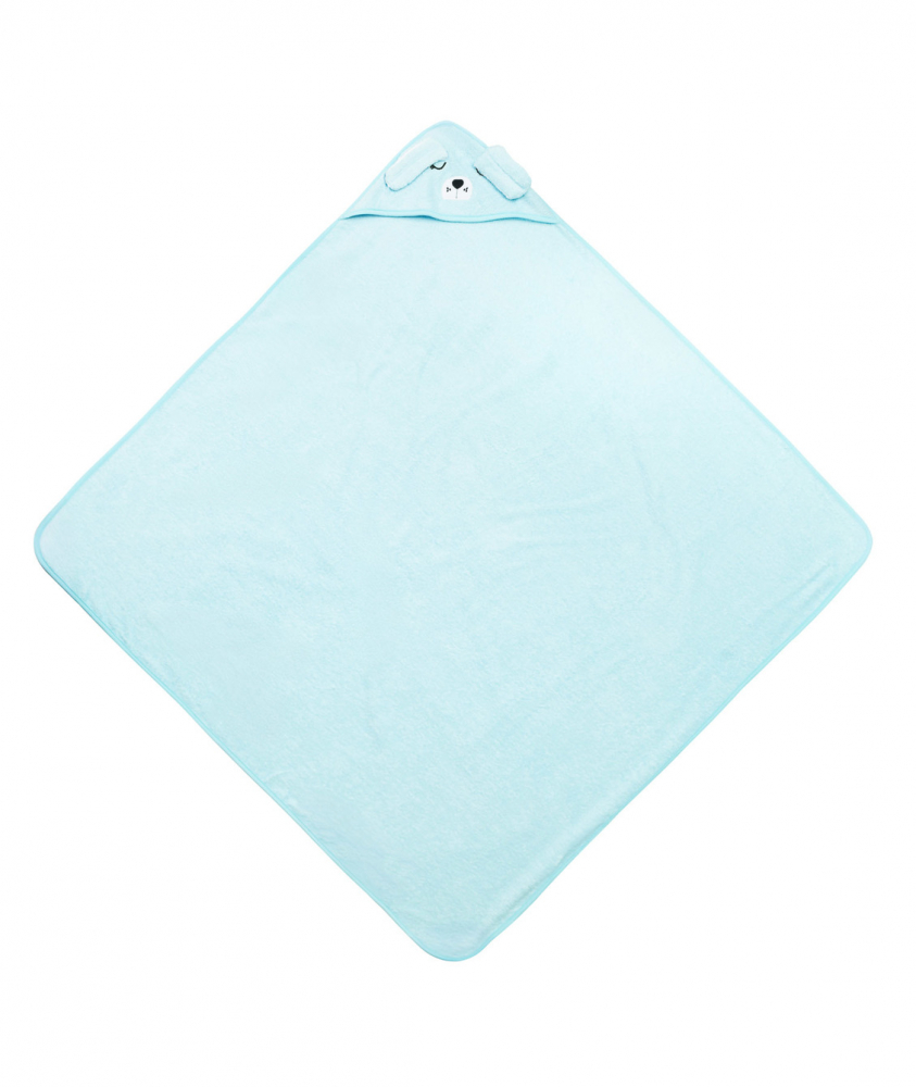 Prosop pentru bebelusi Sensillo Dog Blue 100x100cm cu capison,din bumbac terry de calitate,design atractiv,lavabil la 40grade