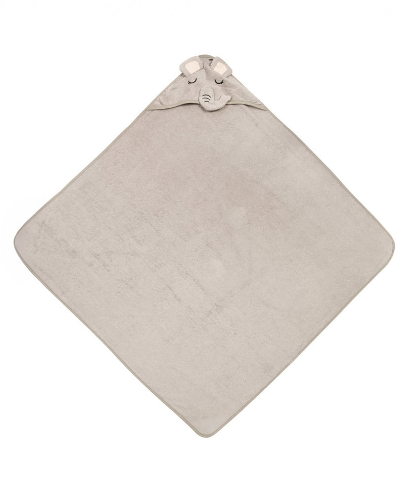 Prosop pentru bebelusi Sensillo Elephant Grey 100x100cm cu capison,din bumbac terry de calitate,design atractiv,lavabil la 40grade