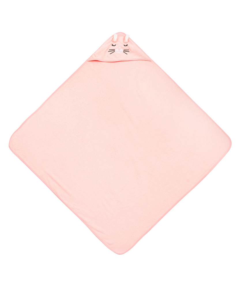 Prosop pentru bebelusi Sensillo Rabbit Pink 100x100cm cu capison,din bumbac terry de calitate,design atractiv,lavabil la 40grade - 2 | YEO