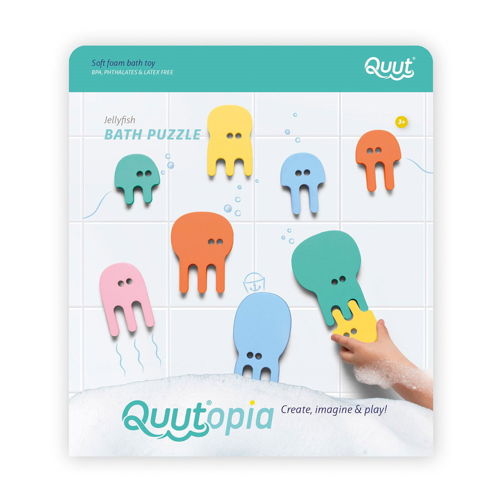 Puzzle de baie Meduze colorate Quut Toys 10 piese