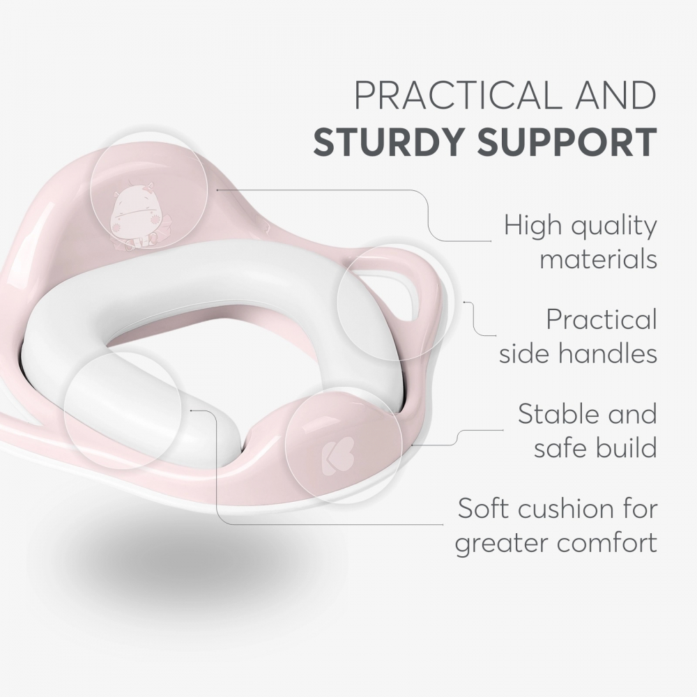 Reductor pentru toaleta copii KikkaBoo Soft Hippo Pink,cu manere ergonomice,colac moale din spuma cu suprafata impermeabila - 1 | YEO