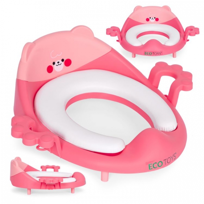 Reductor toaleta cu manere pentru copii Ecotoys PP104 Roz