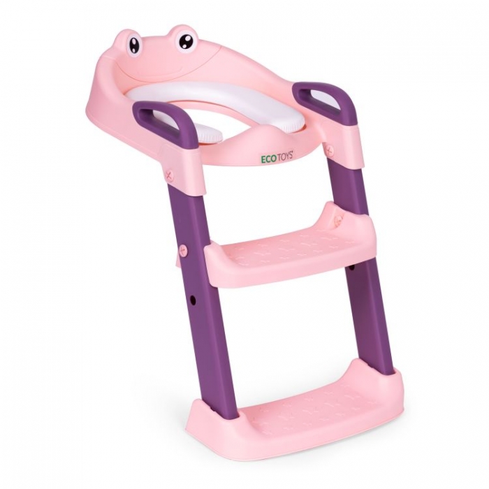 Reductor toaleta cu scara pentru copii Ecotoys PP8001 Roz